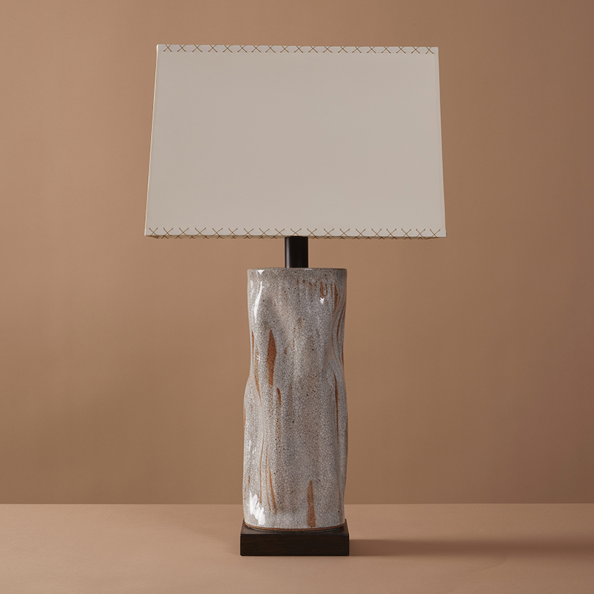 Tall Undulating Cylinder organic handmade ceramic lamp by artist Clate Grunden, available from RUNE, New York.