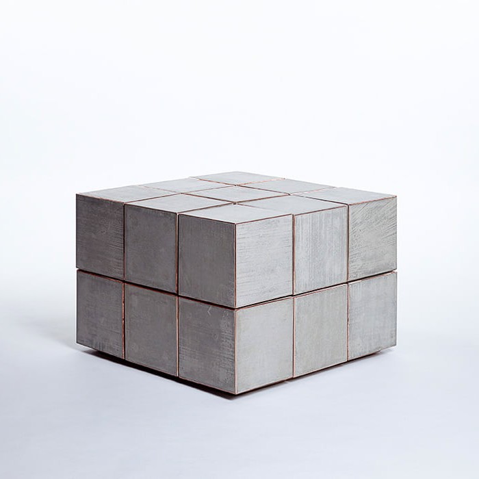 Concrete cube coffee table.