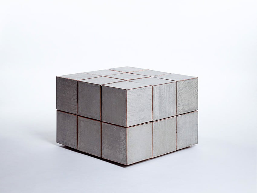Concrete cube coffee table.