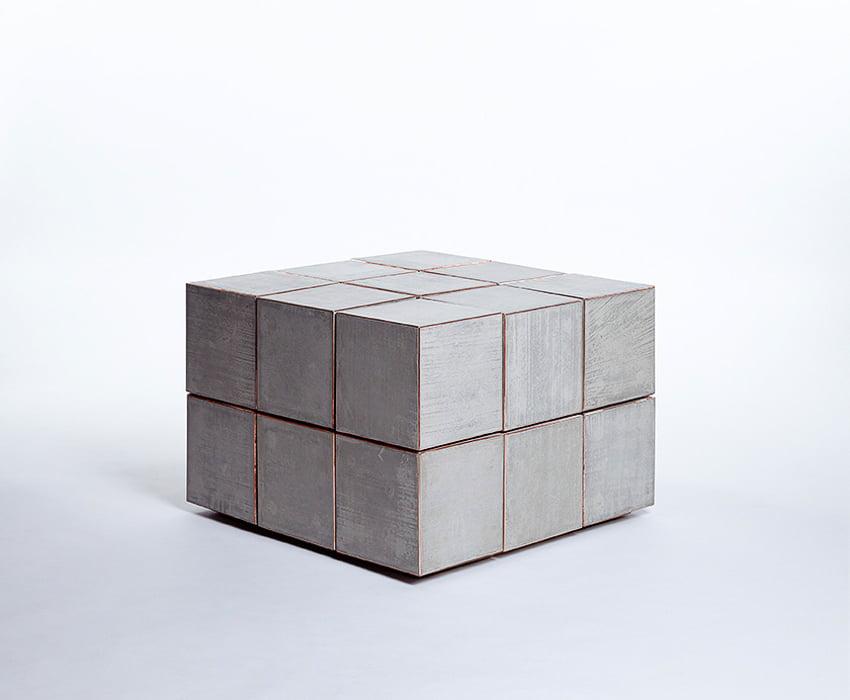 Concrete cube coffee table.