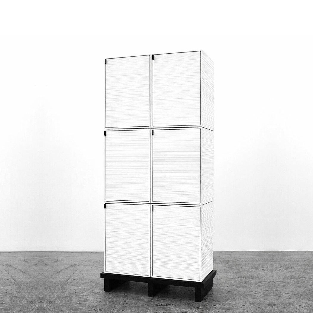 6 Rectangles Chest of Doors in sawn, whitened maple & brass by John Eric Byers for RUNE, New York.