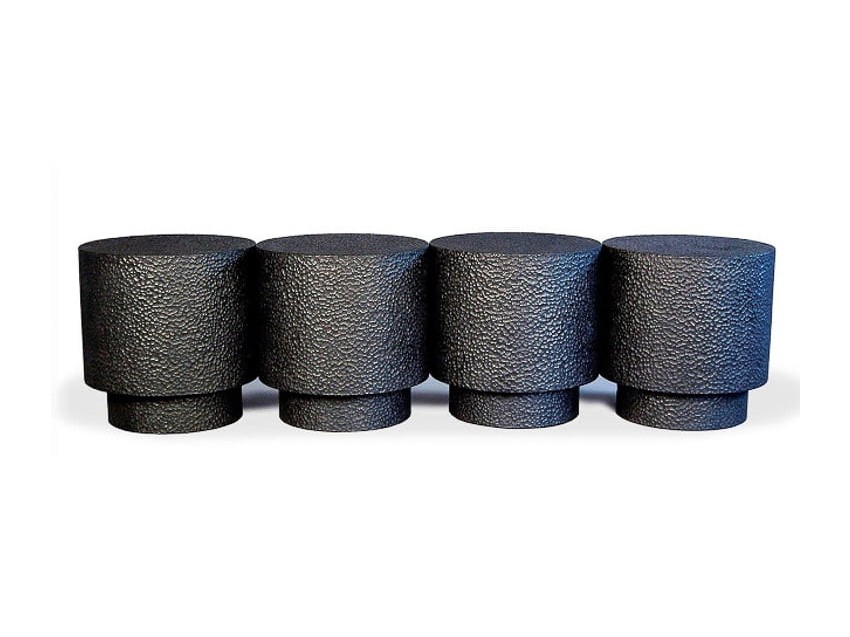 Drum Bench for Four in carved, blackened maple by John Eric Byers for RUNE, New York.