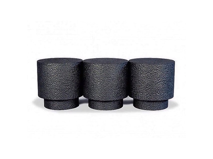 Drum Bench for Three in carved, blackened maple by John Eric Byers for RUNE, New York.