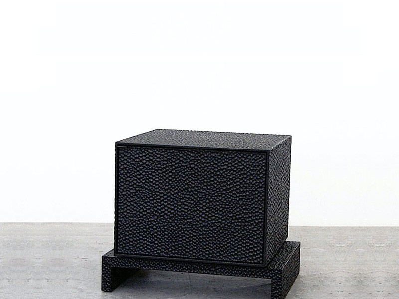 M1 Side Table in carved, blackened maple & brass by John Eric Byers for RUNE, New York.