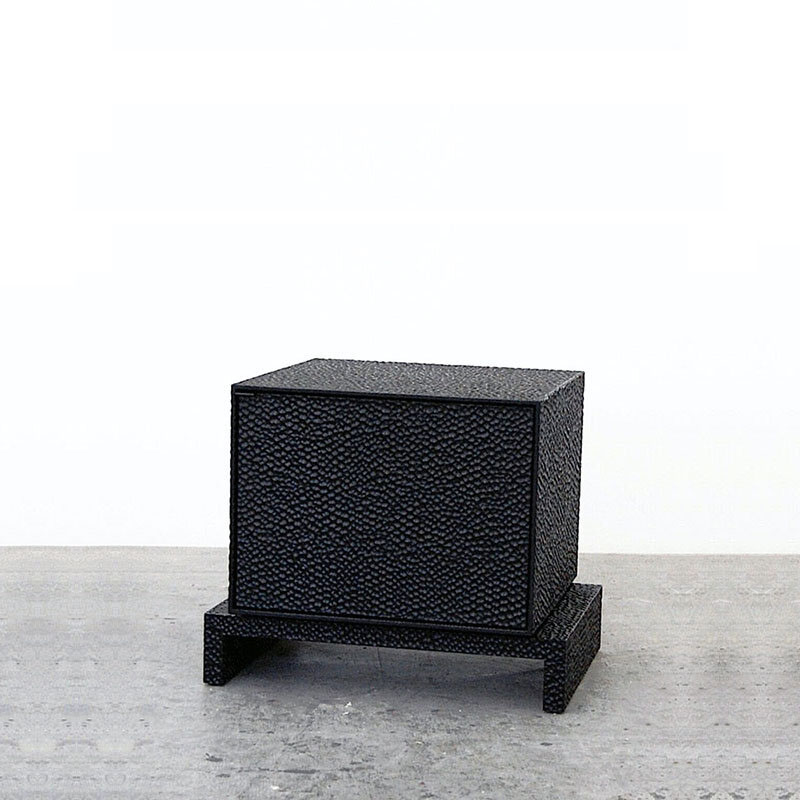 M1 Side Table in carved, blackened maple & brass by John Eric Byers for RUNE, New York.