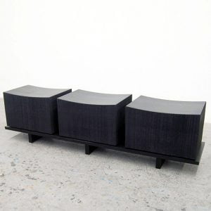 Loft Bench for Three in sawn, blackened maple by John Eric Byers for RUNE, New York.