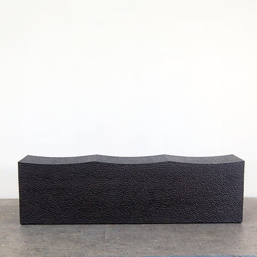 Block Bench for Three in carved, blackened maple by John Eric Byers for RUNE, New York.