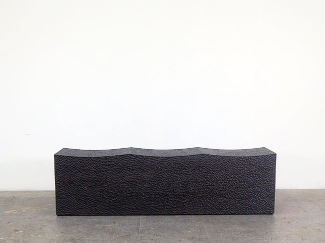 Block Bench for Three in carved, blackened maple by John Eric Byers for RUNE, New York.