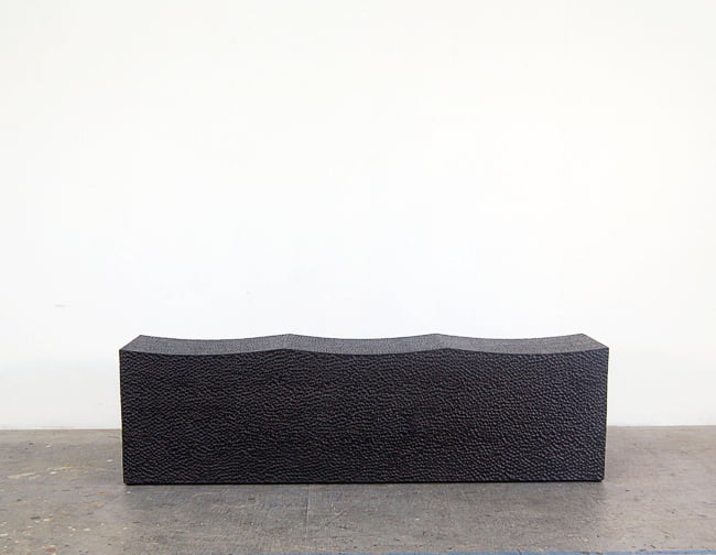 Block Bench for Three in carved, blackened maple by John Eric Byers for RUNE, New York.