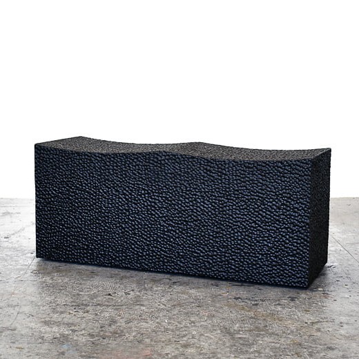 Block Bench for Two in carved, blackened maple by John Eric Byers for RUNE, New York.