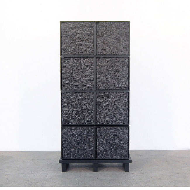 8 Cubes Chest of Doors in carved, blackened maple & brass by John Eric Byers for RUNE, New York.