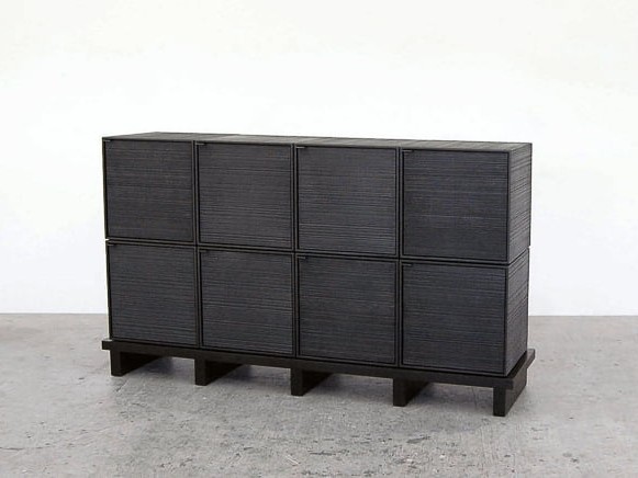 8 Cubes Chest of Doors in sawn, blackened maple & brass by John Eric Byers by RUNE, New York.