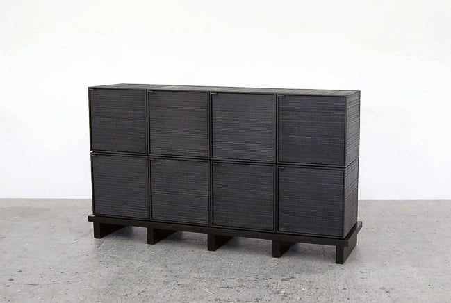 8 Cubes Chest of Doors in sawn, blackened maple & brass by John Eric Byers by RUNE, New York.