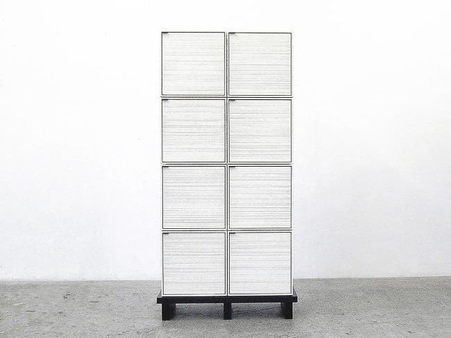 8 Cubes Chest of Doors in sawn, whitened maple & brass by John Eric Byers for RUNE, New York.