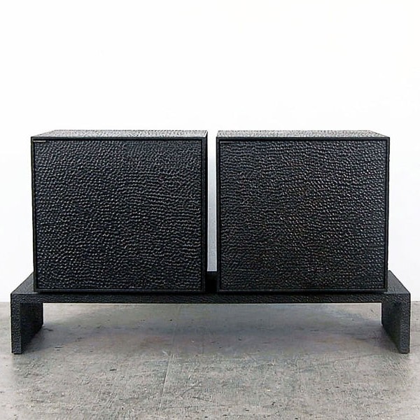 M2 Credenza in carved, blackened maple & brass by John Eric Byers for RUNE, New York.