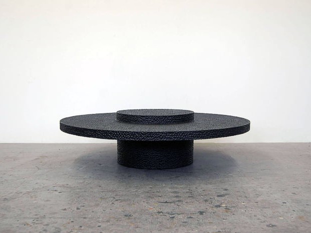 R1 Table in carved, blackened maple by John Eric Byers for RUNE, New York.