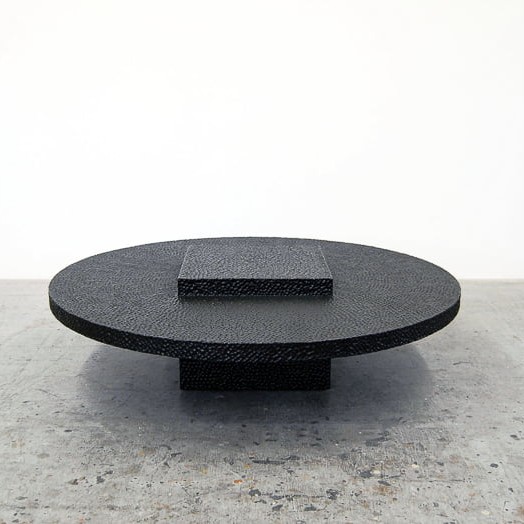 R2 Table in carved, blackened maple by John Eric Byers for RUNE, New York.