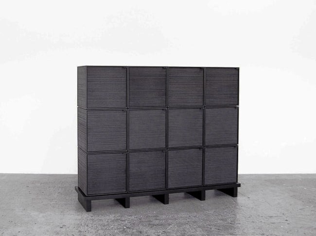 12 Cubes Chest of Doors in sawn, blackened maple & brass by John Eric Byers for RUNE, New York.