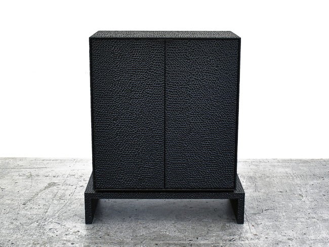 V2 Cabinet n carved, blackened maple & brass by John Eric Byers for RUNE, New York.
