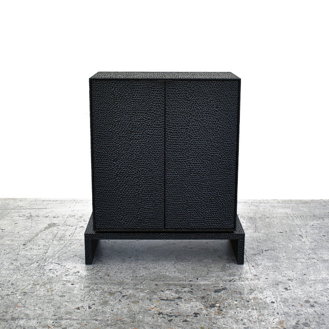 V2 Cabinet n carved, blackened maple & brass by John Eric Byers for RUNE, New York.