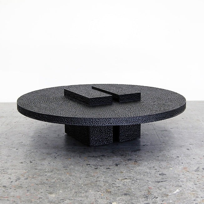 R3 Table in carved, blackened maple by John Eric Byers for RUNE, New York.