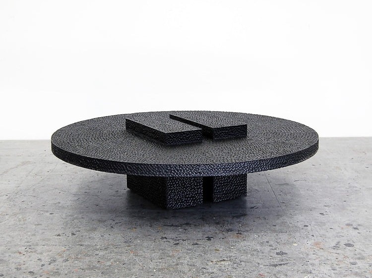 R3 Table in carved, blackened maple by John Eric Byers for RUNE, New York.