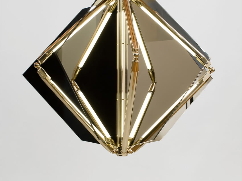 Echo 1 Pendant in polished brass & bronze mirror by Bec Brittain for RUNE, New York.