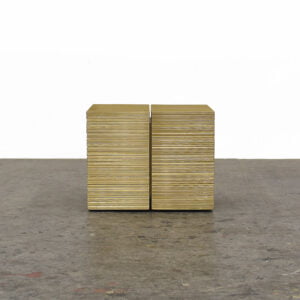 OS2 Stool in gold metallic lacquered maple by John Eric Byers for RUNE, New York.