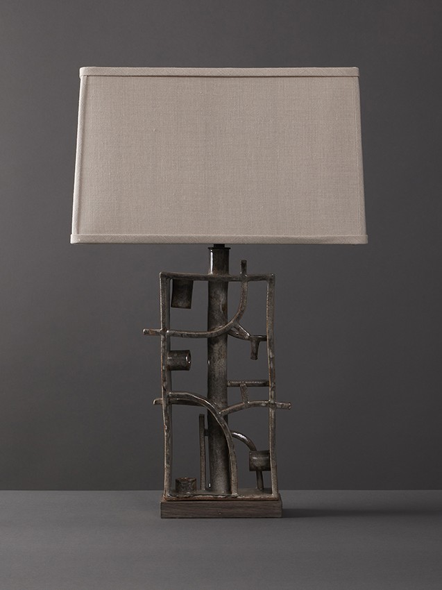 Organic stoneware ceramic table lamp by Clate Grunden.