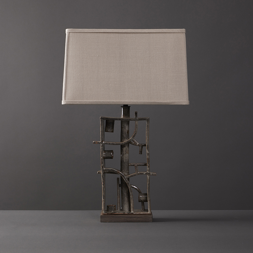 Organic stoneware ceramic table lamp by Clate Grunden.