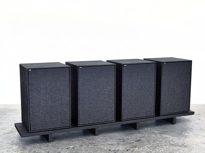 Loft Credenza in carved, blackened maple & brass by John Eric Byers for RUNE, New York.