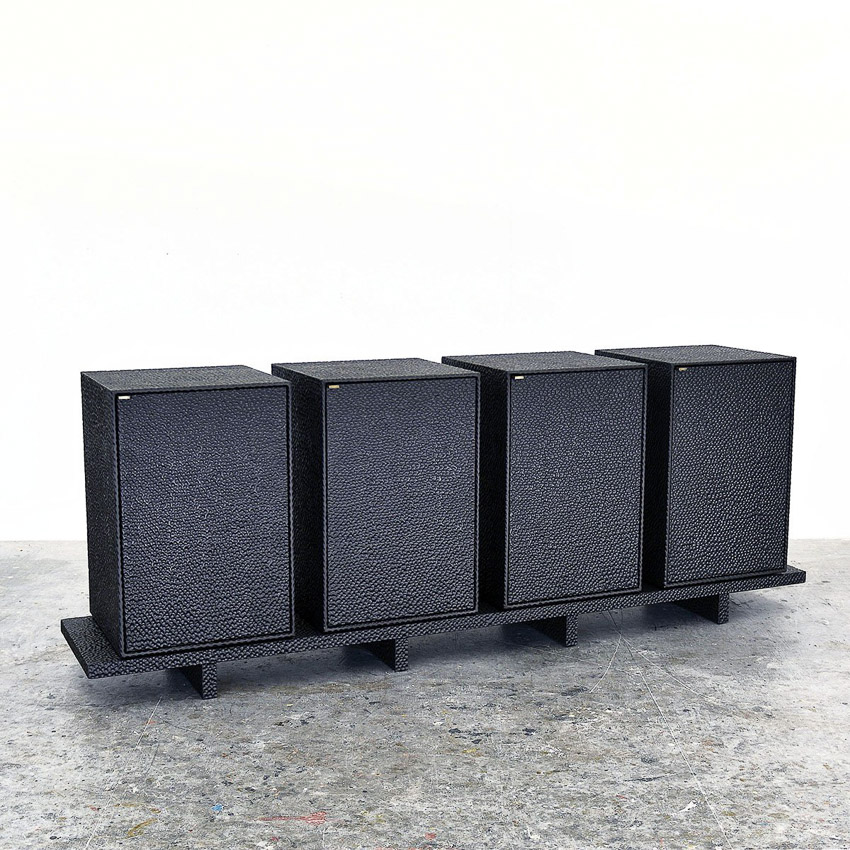 Loft Credenza in carved, blackened maple & brass by John Eric Byers for RUNE, New York.