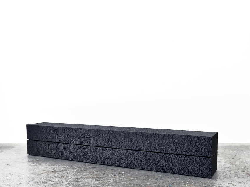 Reveal Bench #2 in carved, blackened maple by John Eric Byers for RUNE, New York.
