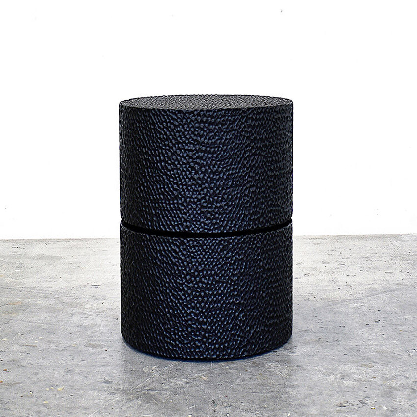 Round Reveal Table #2 in carved, blackened maple by John Eric Byers for RUNE, New York.