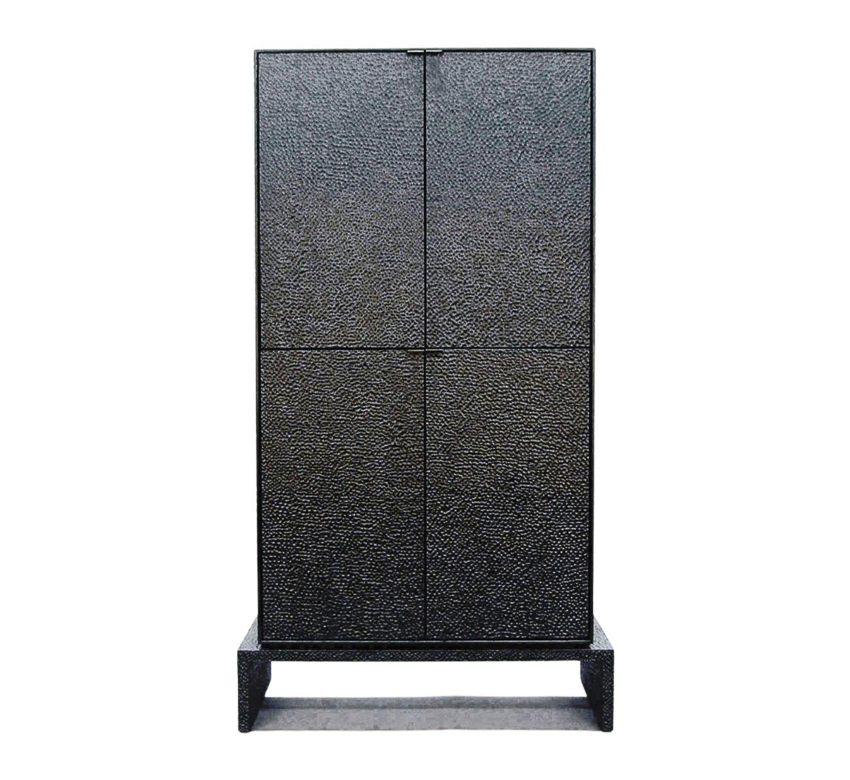 V4 Cabinet in carved, blackened maple & brass by John Eric Byers for RUNE, New York.