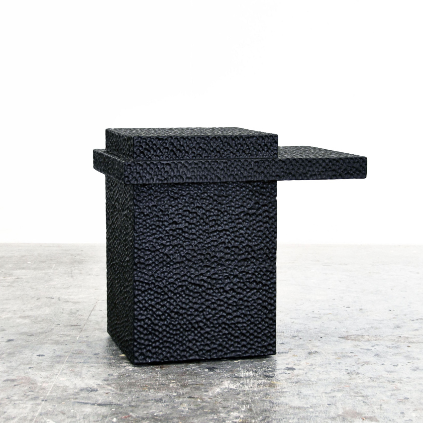 T4 Table in carved, blackened white oak by John Eric Byers for RUNE, New York.