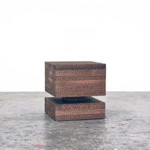 Walnut Revert Tables / Stools #1 in carved American walnut by woodworking artist John Eric Byers for RUNE, New York.