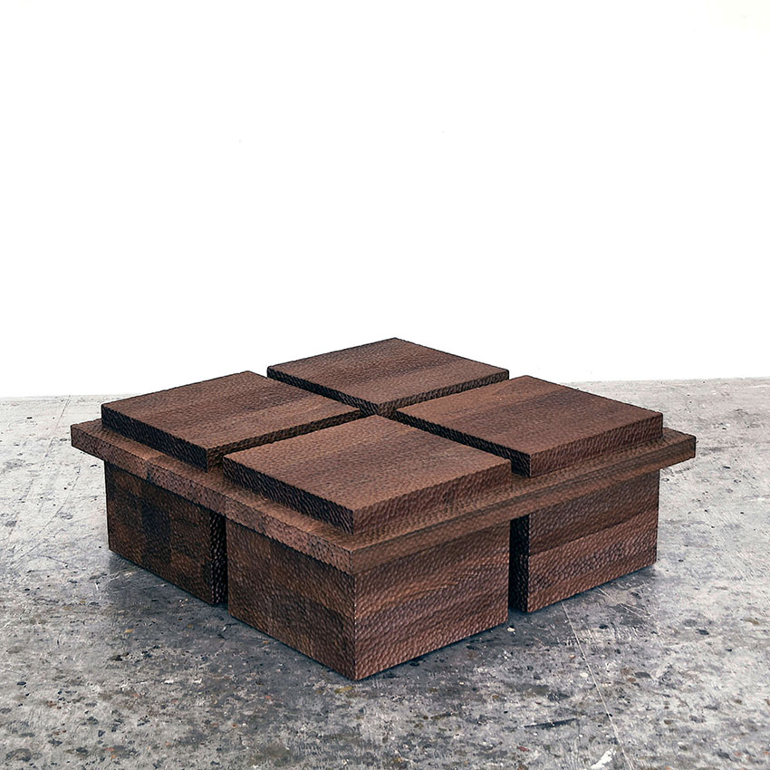 BW4S Table / Bench in carved walnut by John Eric Byers for RUNE, New York.