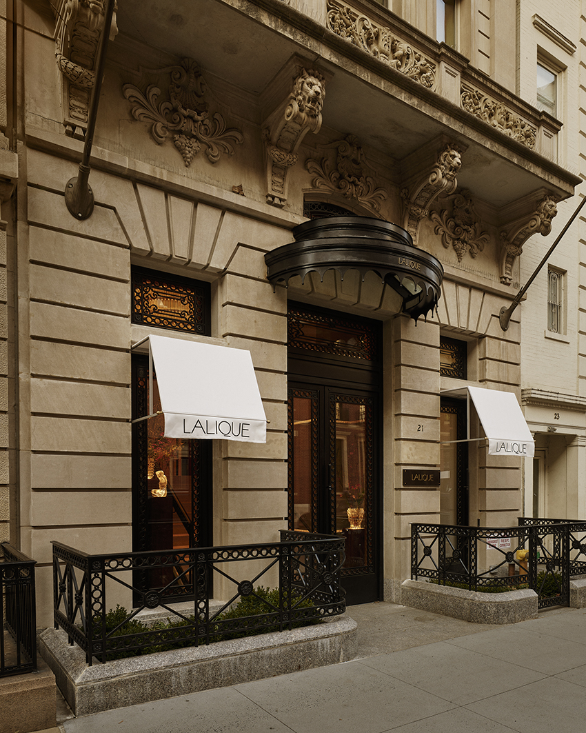 Facade of Lalique's Maison D'Artiste flagship on Manhattan's Upper East Side in New York City