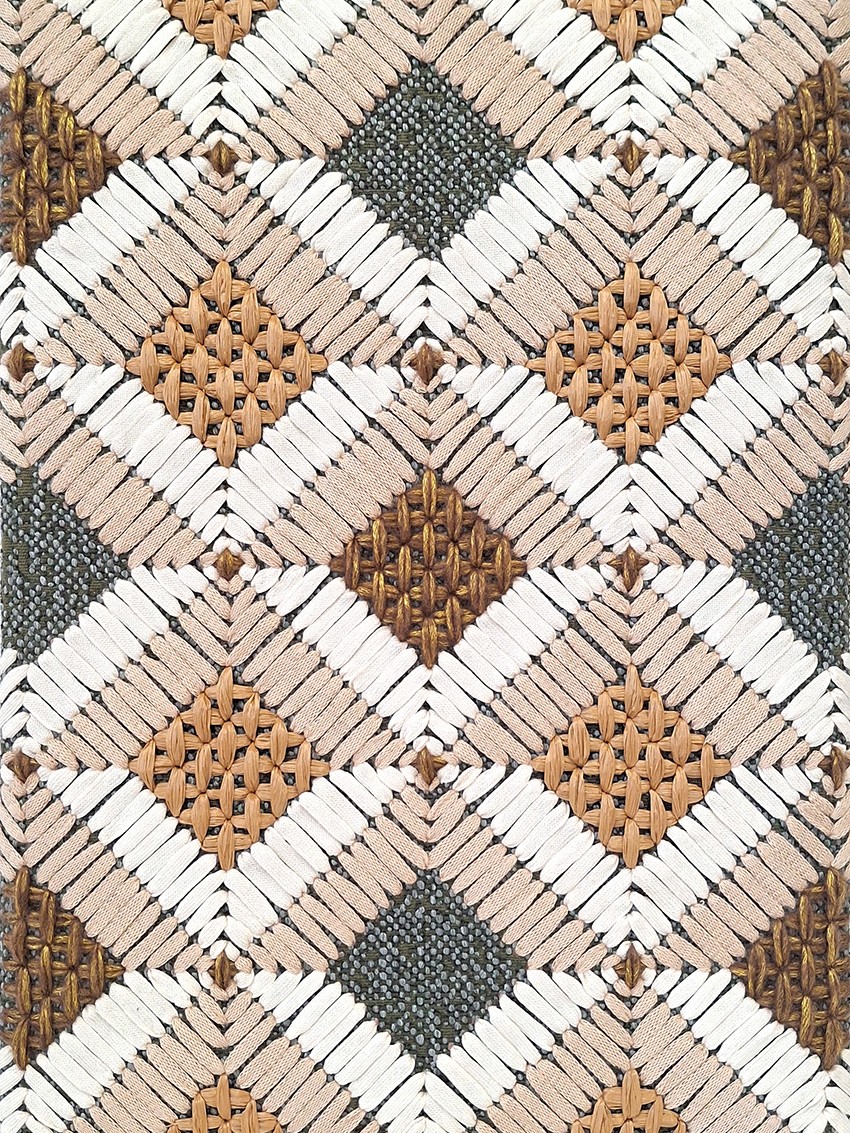 Embroidered fabric for furniture, wallcovering & interior design applications, handmade in France by P+L Studio, available through RUNE, New York.