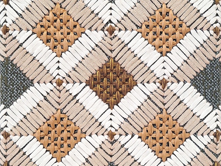 Embroidered fabric for furniture, wallcovering & interior design applications, handmade in France by P+L Studio, available through RUNE, New York.