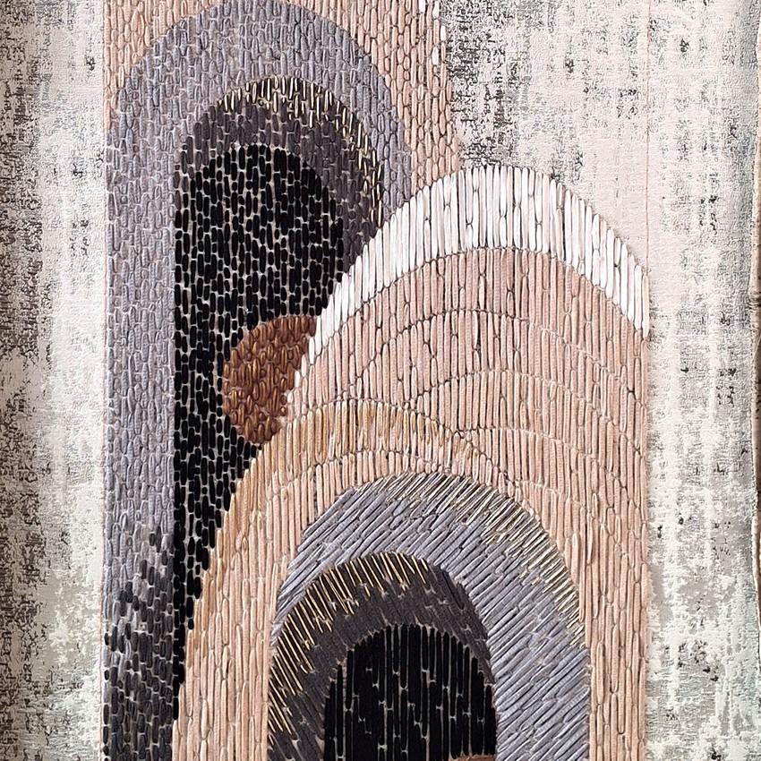 Embroidered fabric for furniture, wallcovering & interior design applications, handmade in France by P+L Studio, available through RUNE, New York.