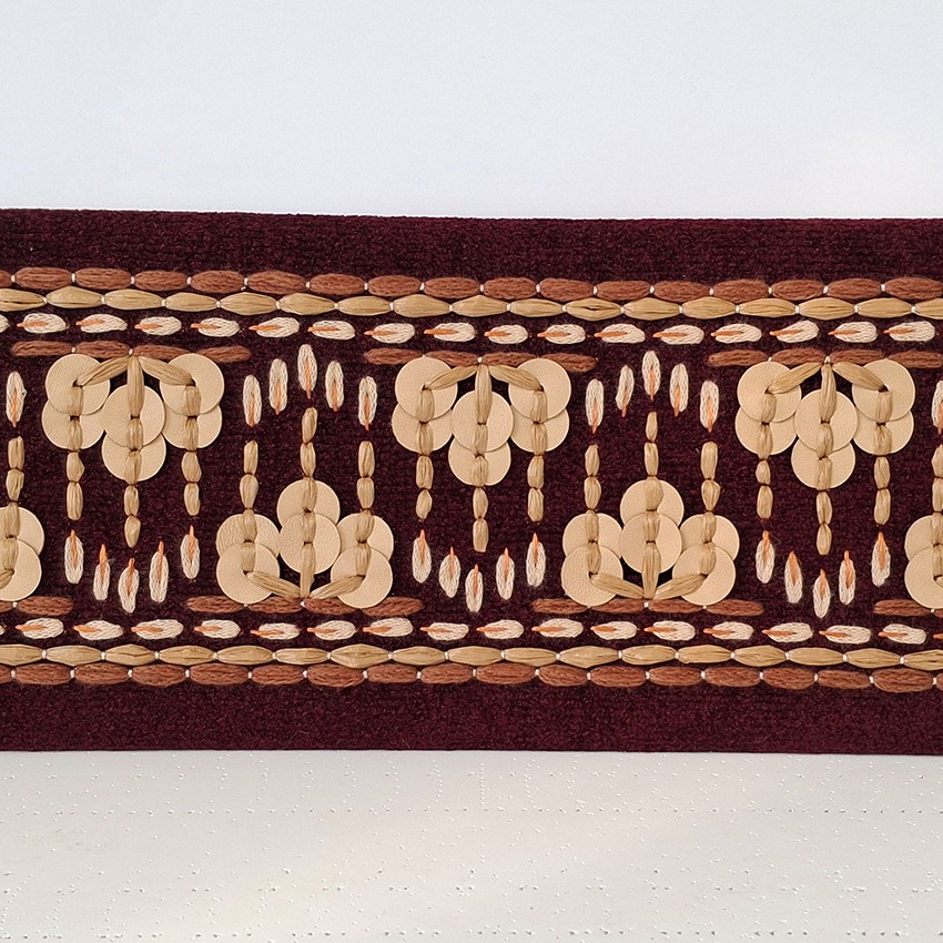 Luxurious hand-embroidered fabric by P+L Studio, crafted in France for furniture, wallcoverings & interior design projects, available through RUNE in New York.